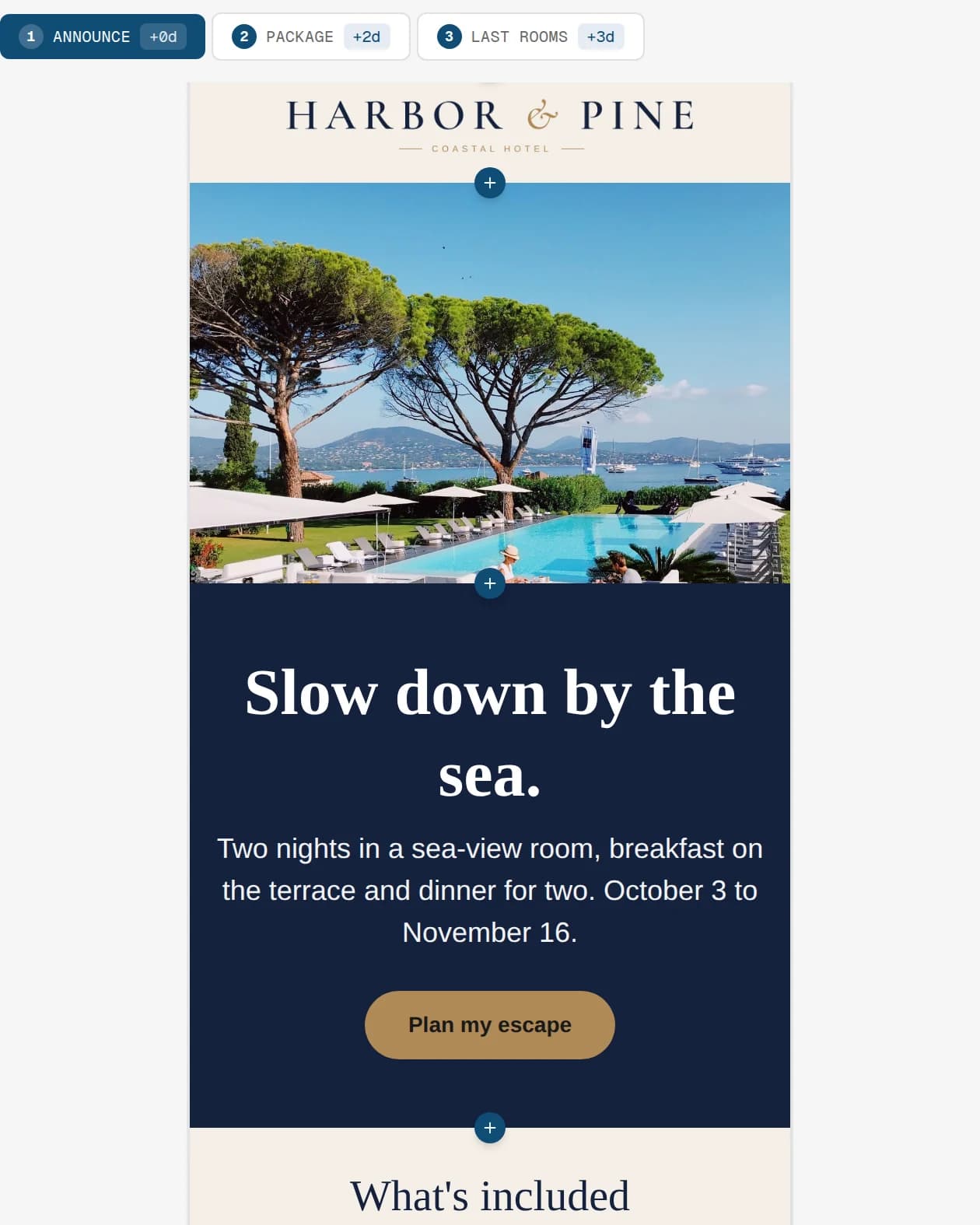 The Seqoura editor with a three-email autumn campaign for a coastal hotel