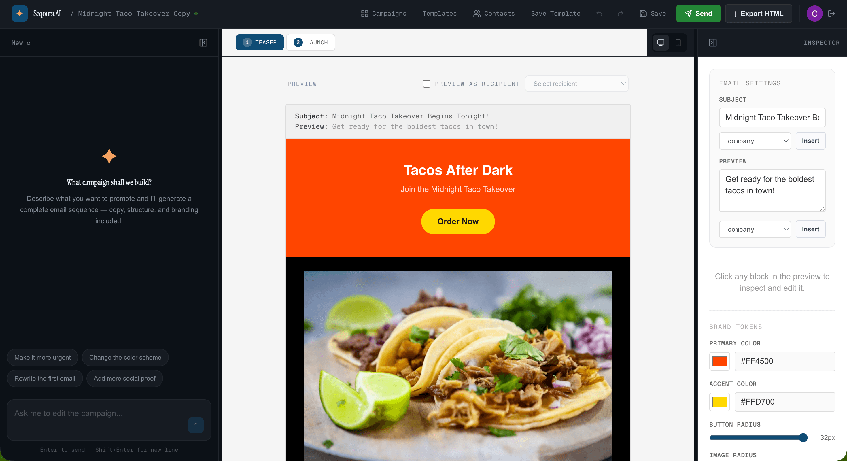 Seqoura editor campaign screenshot